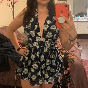 Elated energy blue floral convertible romper M